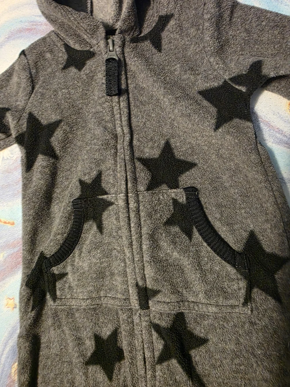 Carter's Gray Hooded Footie with Black Star Print